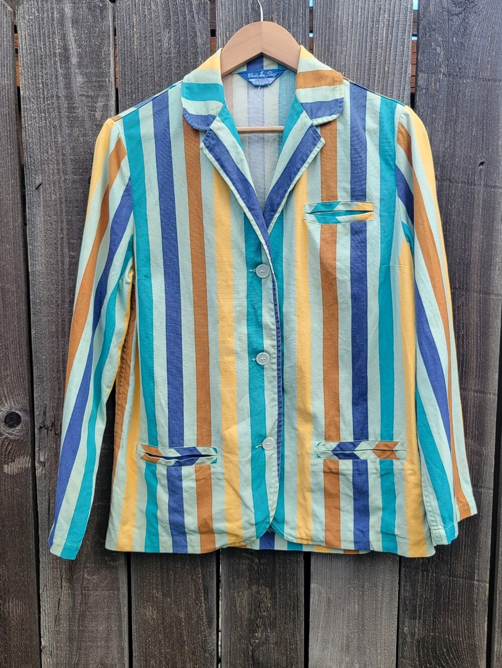 White Stag Original Sailcloth Rare 50s Multicolor Striped Boating Blazer Preppy